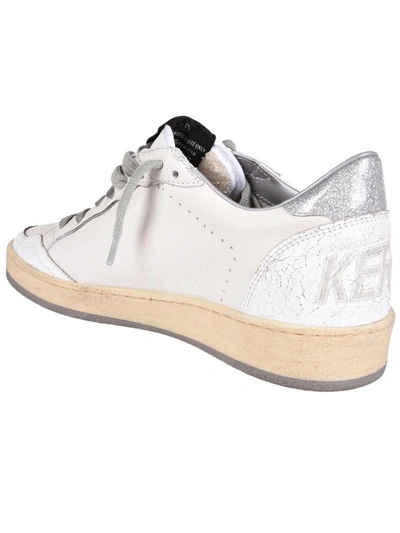 Shop Golden Goose Ball Star Sneakers In White Leather/silver Glitter Star