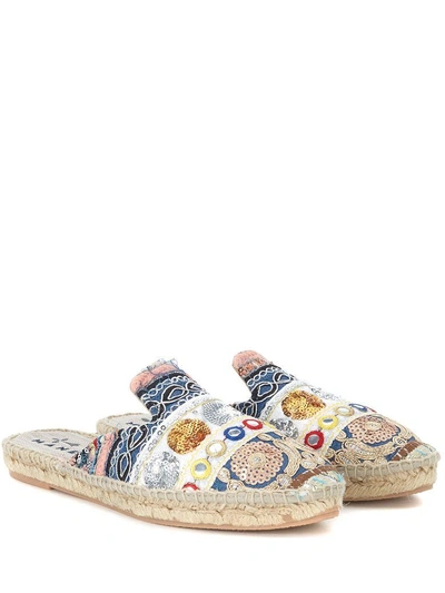 Shop Manebi Mules Manebí Rajasthan Fabric With Sequins And Embroidery In Multicolor