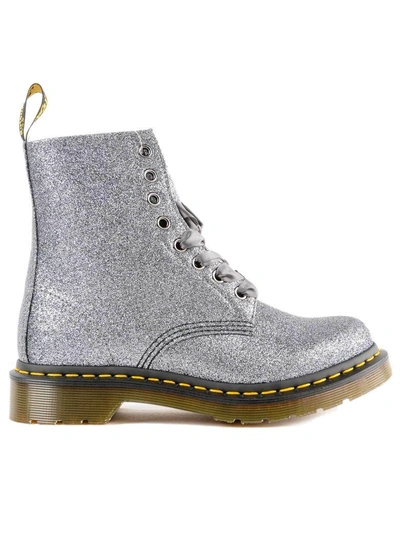 Shop Dr. Martens' Glitter Lace-up Boots In Pewter