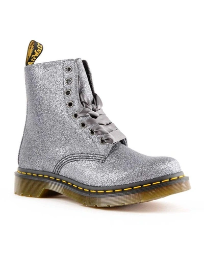 Shop Dr. Martens' Glitter Lace-up Boots In Pewter