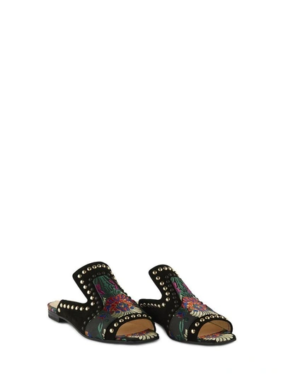 Shop Fabi Mule Suede Sandals In Nero Flower Nero