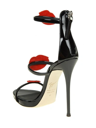 Shop Giuseppe Zanotti Sandal "coline" In Black Paint With Applications