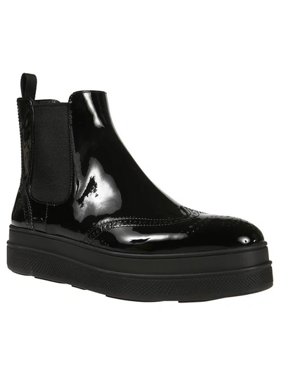 Shop Prada Platform Ankle Boots In Black