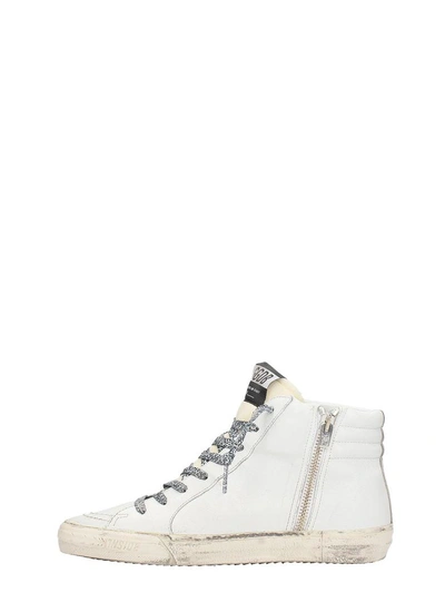 Shop Golden Goose Slide White Leather Sneakers