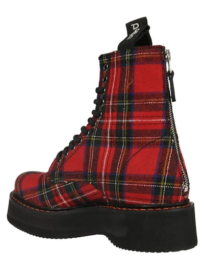 Shop R13 Plaid Lace-up Boots In Red