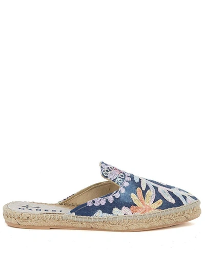 Shop Manebi Mules Manebí Paris Embroidered Denim And Jute. In Multicolor