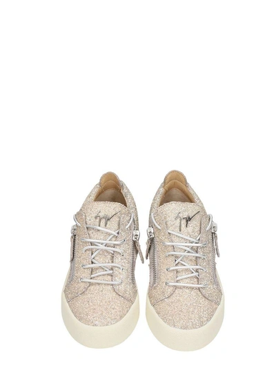 Shop Giuseppe Zanotti Low Glitter Zip Sneakers In Gold