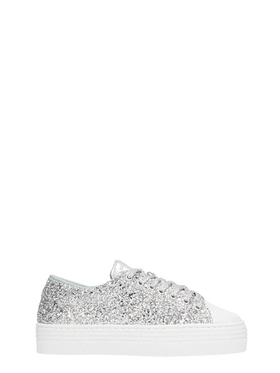 Shop Chiara Ferragni Silver Glitter Low Top Sneakers
