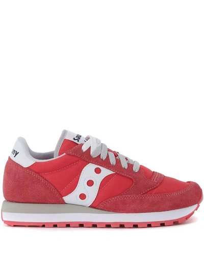 Shop Saucony Jazz Red Suede And Nylon Sneaker In Rosso