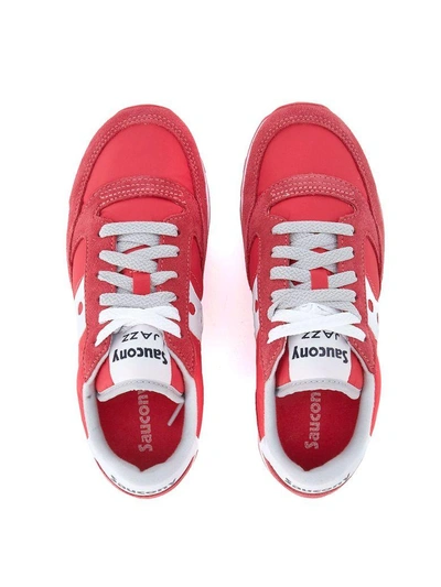 Shop Saucony Jazz Red Suede And Nylon Sneaker In Rosso