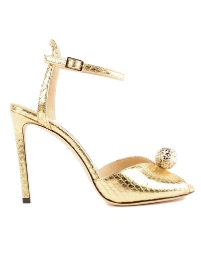 Shop Jimmy Choo Elaphe Sandals In Gold/gold