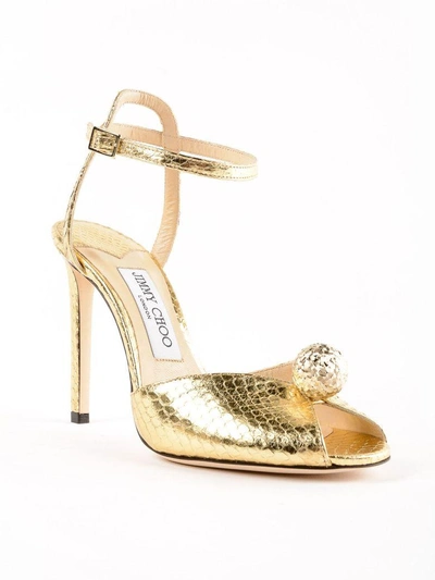 Shop Jimmy Choo Elaphe Sandals In Gold/gold