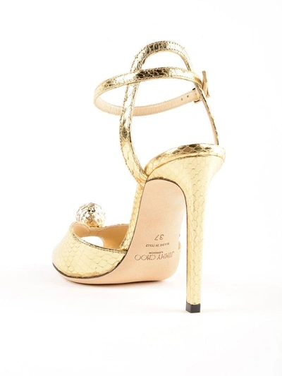Shop Jimmy Choo Elaphe Sandals In Gold/gold