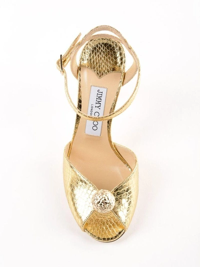 Shop Jimmy Choo Elaphe Sandals In Gold/gold