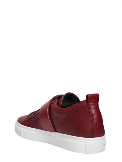 Shop Lanvin Low-top Square Buckle Sneakers In Rosso