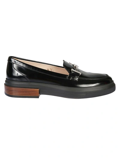 Shop Tod's Double T Mocassin Loafers In Nero