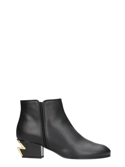 Shop Giuseppe Zanotti G Heel Black Calfskin Leather Mini Boot