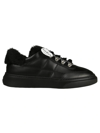 Shop Hogan Fur Sneakers In Black