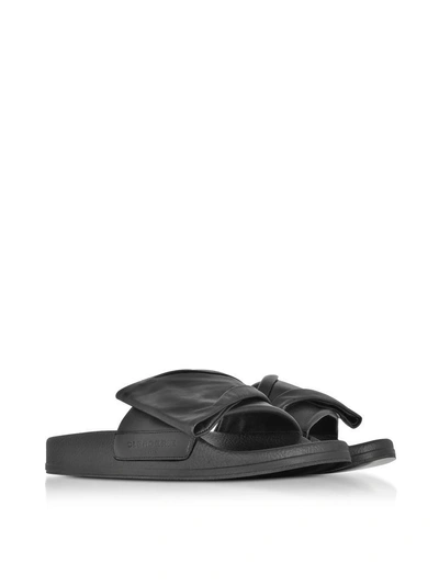 Shop Robert Clergerie Wendy Black Leather Slide Sandals W/black Sole