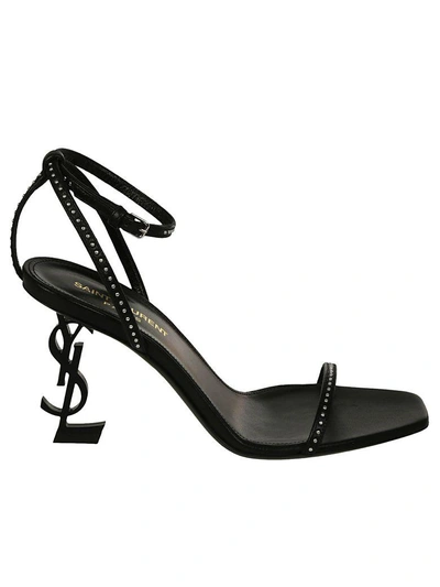 Shop Saint Laurent Studded Opyum Sandals In Black