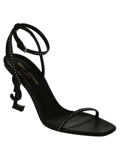 Shop Saint Laurent Studded Opyum Sandals In Black