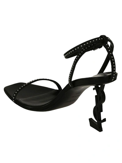 Shop Saint Laurent Studded Opyum Sandals In Black