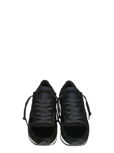 Shop Philippe Model Tropez Velvet Black Sneakers