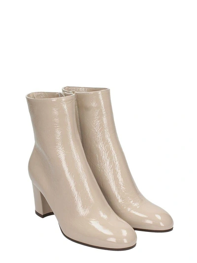 Shop L'autre Chose Grey Patent Leather Ankle Boots In Beige