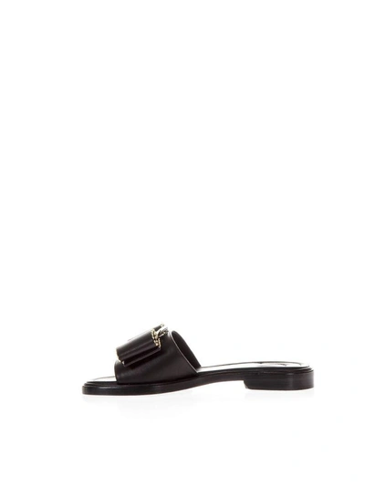 Shop Ferragamo Vara Black Bow Sandals In Leather