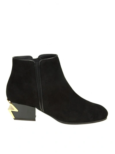 Shop Giuseppe Zanotti Black Suede Ankle Boots