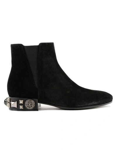 Shop Dolce & Gabbana Studded Ankle Boots In Nero/nero