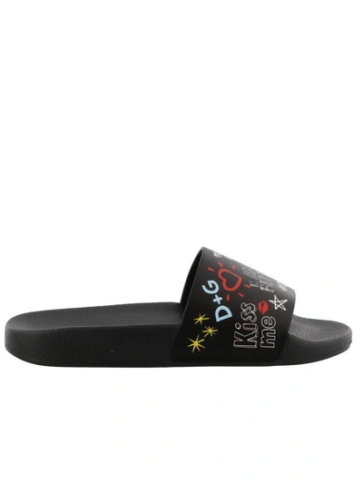 Shop Dolce & Gabbana Slide Sandals In Black/others Colours