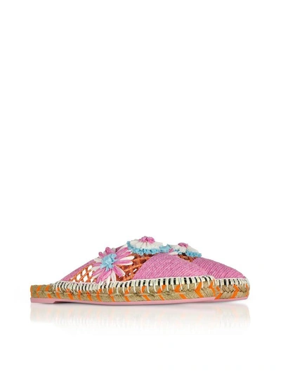 Shop Sophia Webster Jute And Leather Tansy Espadrille Slippers In Pink