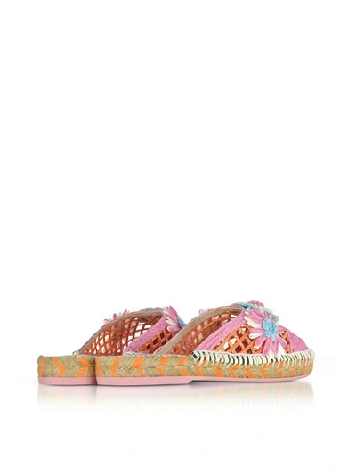 Shop Sophia Webster Jute And Leather Tansy Espadrille Slippers In Pink