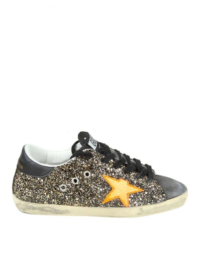 Shop Golden Goose "superstar" Glittered Leather Sneakers In Black