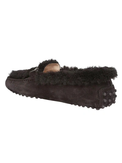 Shop Tod's Fur Loafers In Black