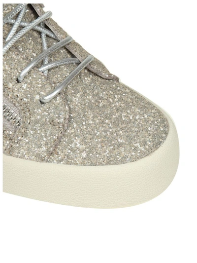 Shop Giuseppe Zanotti Sneakers "may" In Fabric With Glitter In Champagne