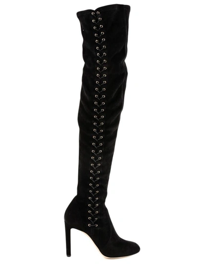 Shop Jimmy Choo Marie 100 Over-the-knee Boots In Black/black