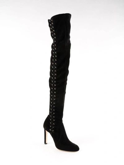 Shop Jimmy Choo Marie 100 Over-the-knee Boots In Black/black