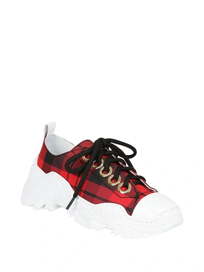 Shop N°21 Checked Sneakers In Check Rosso