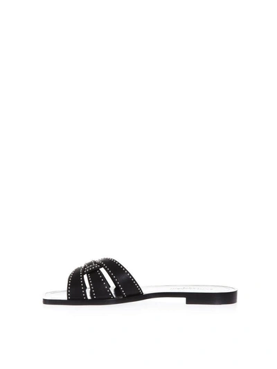Shop Saint Laurent Black Leather Bare Foot Sandals