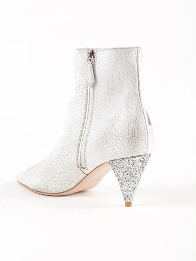 Shop Miu Miu Crackle Logo Ankle Boots In G3z Bianco/nero