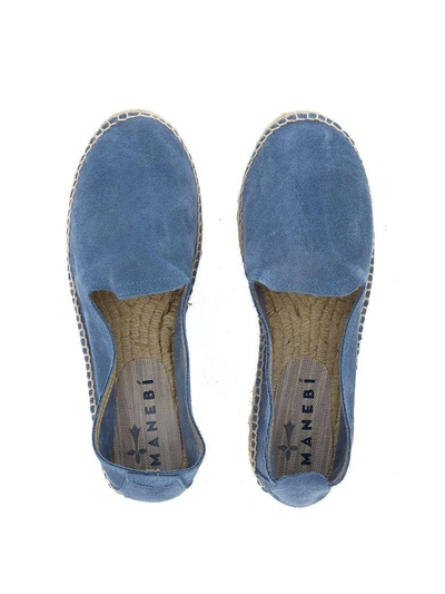 Shop Manebi Espadrillas Manebí Hamptons In Blue Suede And Jute.