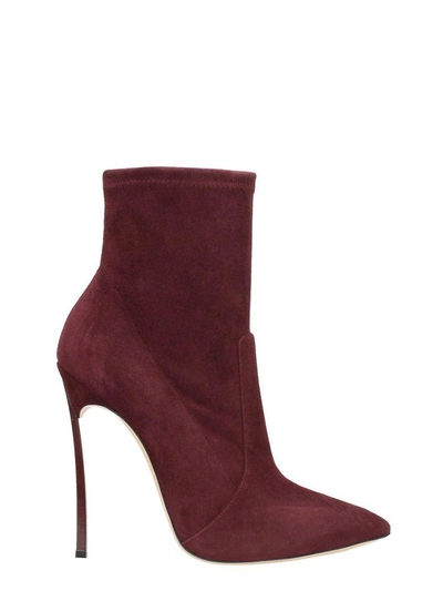 Shop Casadei Blade Burgundy Suede Ankle Boots In Bordeaux