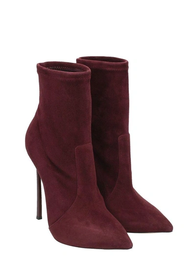 Shop Casadei Blade Burgundy Suede Ankle Boots In Bordeaux