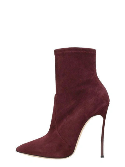 Shop Casadei Blade Burgundy Suede Ankle Boots In Bordeaux