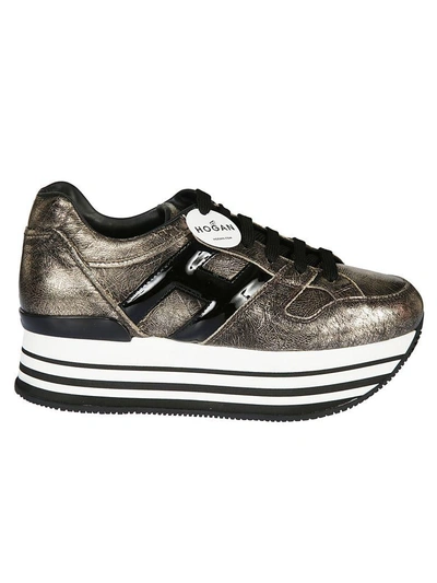Shop Hogan Maxi H222 Platform Sneakers In Oro Pallido/nero