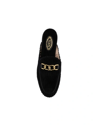 Shop Tod's Velvet Sabot In Black