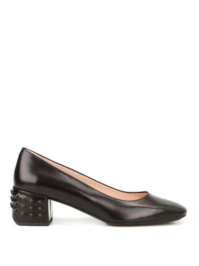 Shop Tod's Studded Heel Pumps In Black