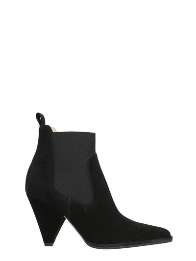 Shop Sergio Rossi Black Suede Leather Ankle Boots